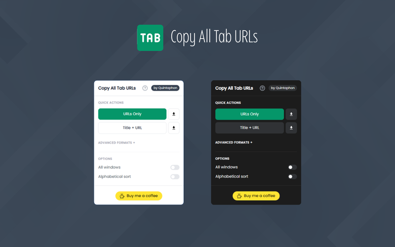 Copy All Tab URLs dashboard preview