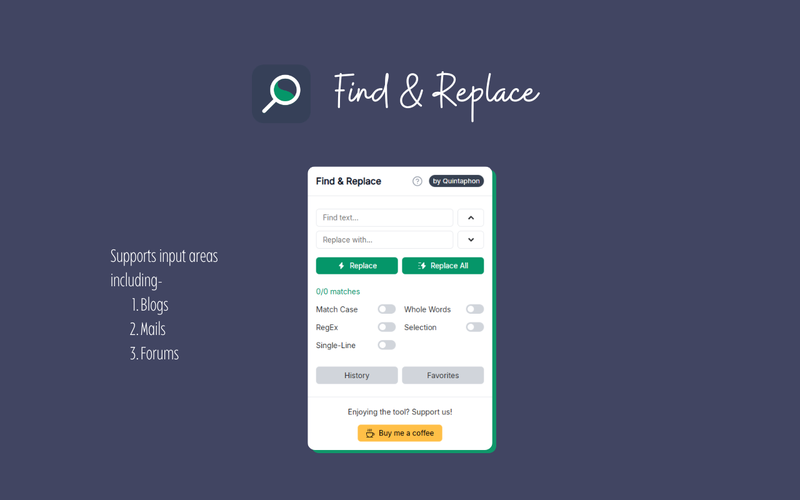 Find & Replace dashboard preview