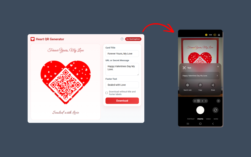 Heart QR Generator dashboard preview