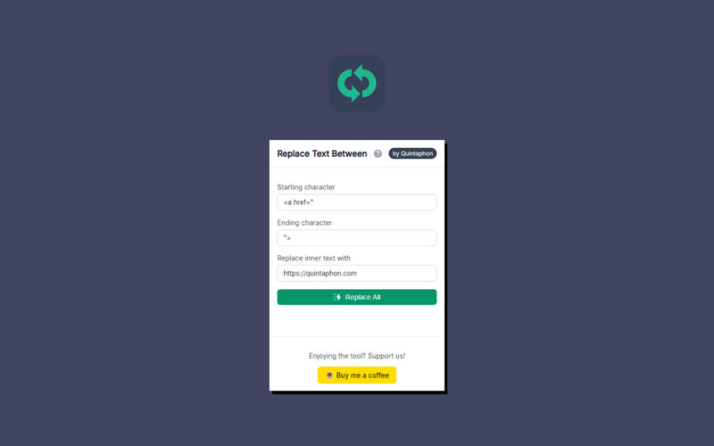 Replace Text Between dashboard preview