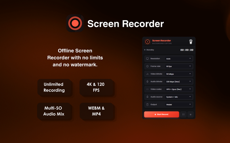 Screen Recorder dashboard preview