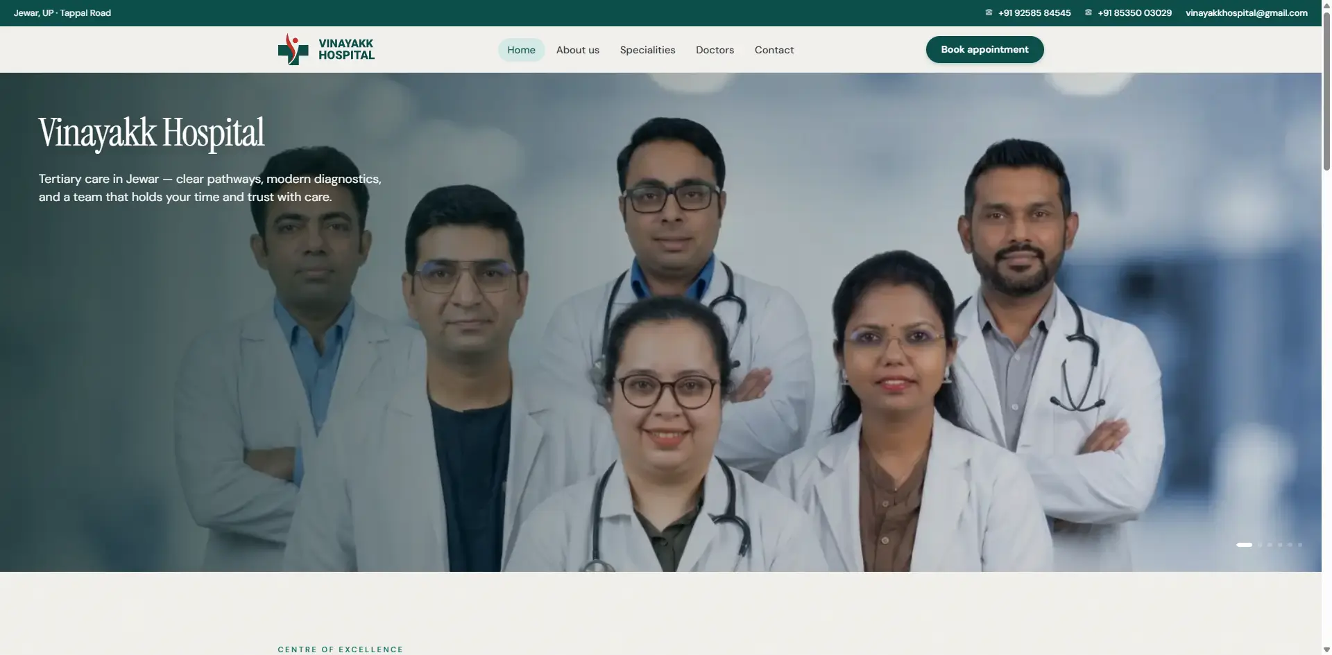 VinayakkHospital.com Website