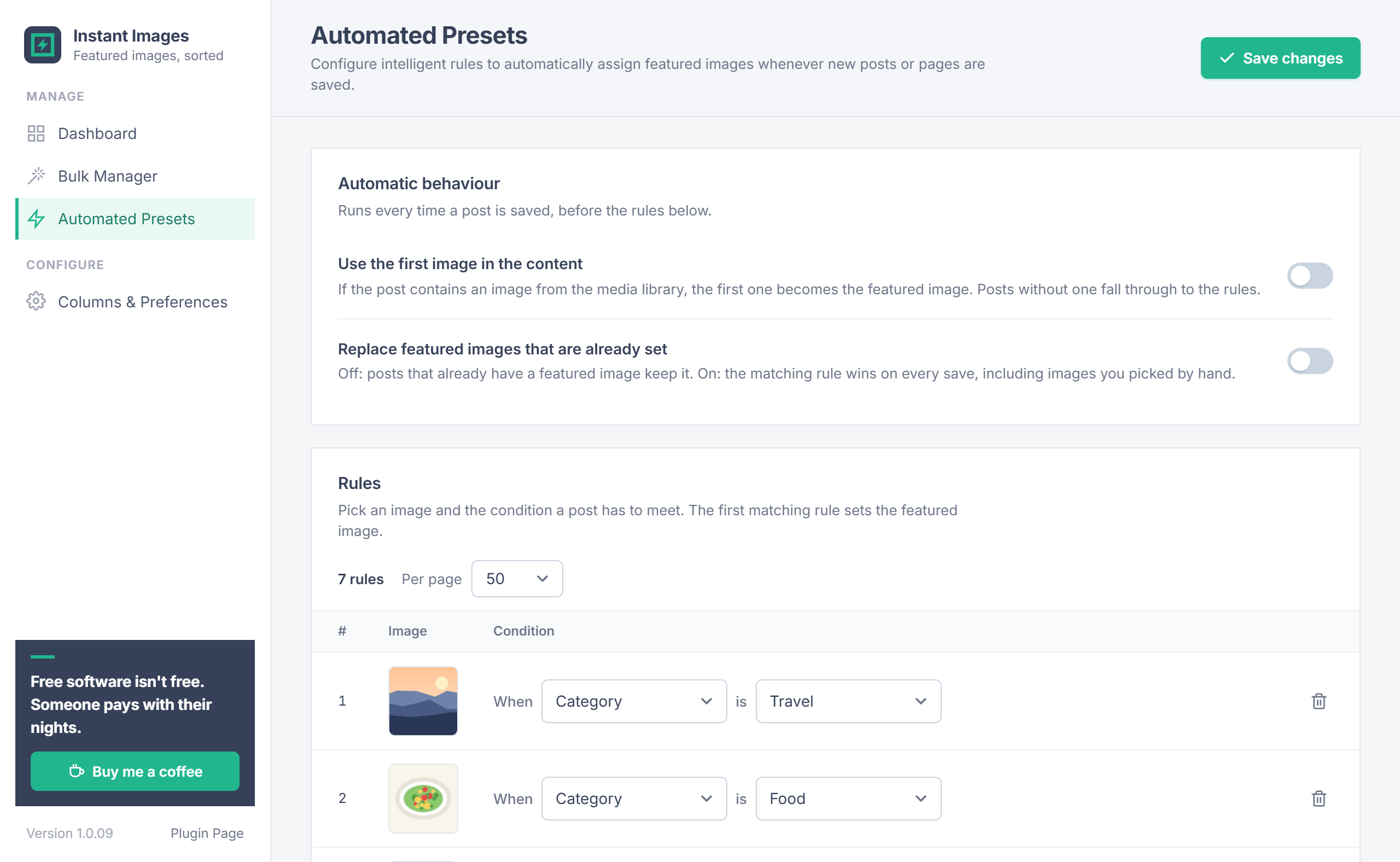 Automated Presets switches for the first image and overwrite